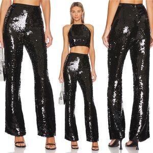 Sabina Musayev Sequin Nancy Pants Black High Rise Size Medium Party New Years M‎